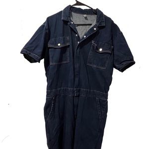 dark wash denim boiler suit jumpsuit one piece from asos